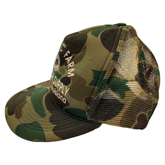Vintage Trucker Hat Rope Foam Front Mesh Snapback Camo Green Circle C Farm Cap - Picture 7 of 14